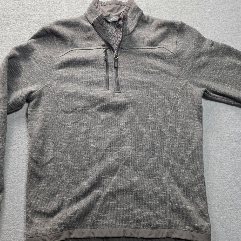 Eddie Bauer Mens Medium Gray EB254 Sherpa Lined‎ Quarter Zip Fleece Jacket